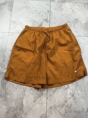 Vintage Nike Nylon Shorts Boys M 8-10 Orange Mesh Lined Swoosh 90s Y2K
